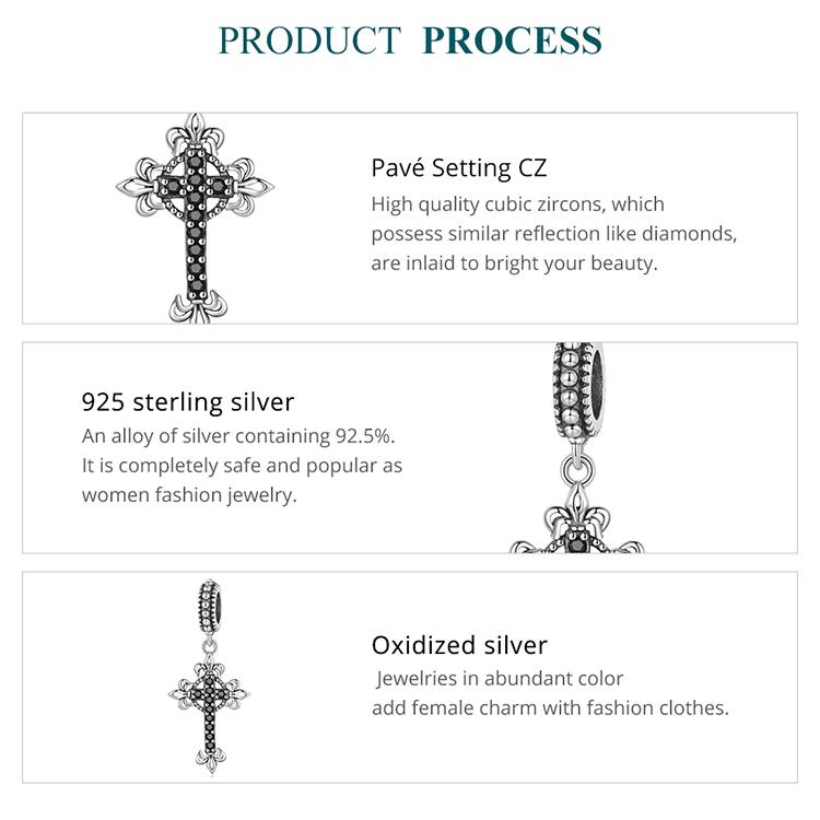 BAMOER Стерлингового Серебра 925 пробы Иисус и Крест Подвеска подходит для женщин DIY браслет и браслет Винтаж Крест Подвески Коллекция Изящных Ювелирных Изделий