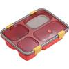 Oanawy Lunch Tray, Student Lunch Box, Employee Cafeteria, with Lid, Airtight, Microwaveable (Red, 4 Grids)