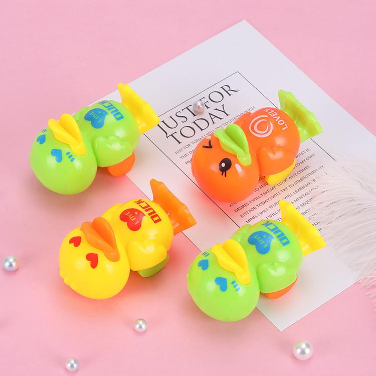 Mini Plastic Cartoon Duck Toy With Rolly Function Kids Interactive Play Car