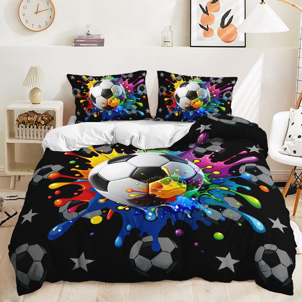 Футбольный 3D-принт с цифровым узором пододеяльник наволочка постельное белье для спальни комплект из трех предметов