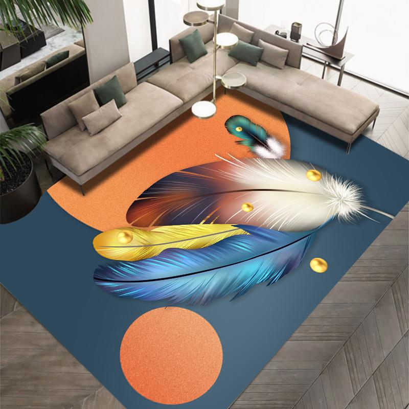 3D современный простой ковер с принтом из перьев для гостиной, полный коврик для спальни, одеяло для кровати, учебный стол и коврик для стула