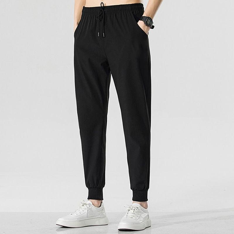 Повседневные брюки мужские тонкие летние с принтом свободные большого размера с завязками на щиколотках девять точек завязки на щиколотках спортивные брюки Харлан