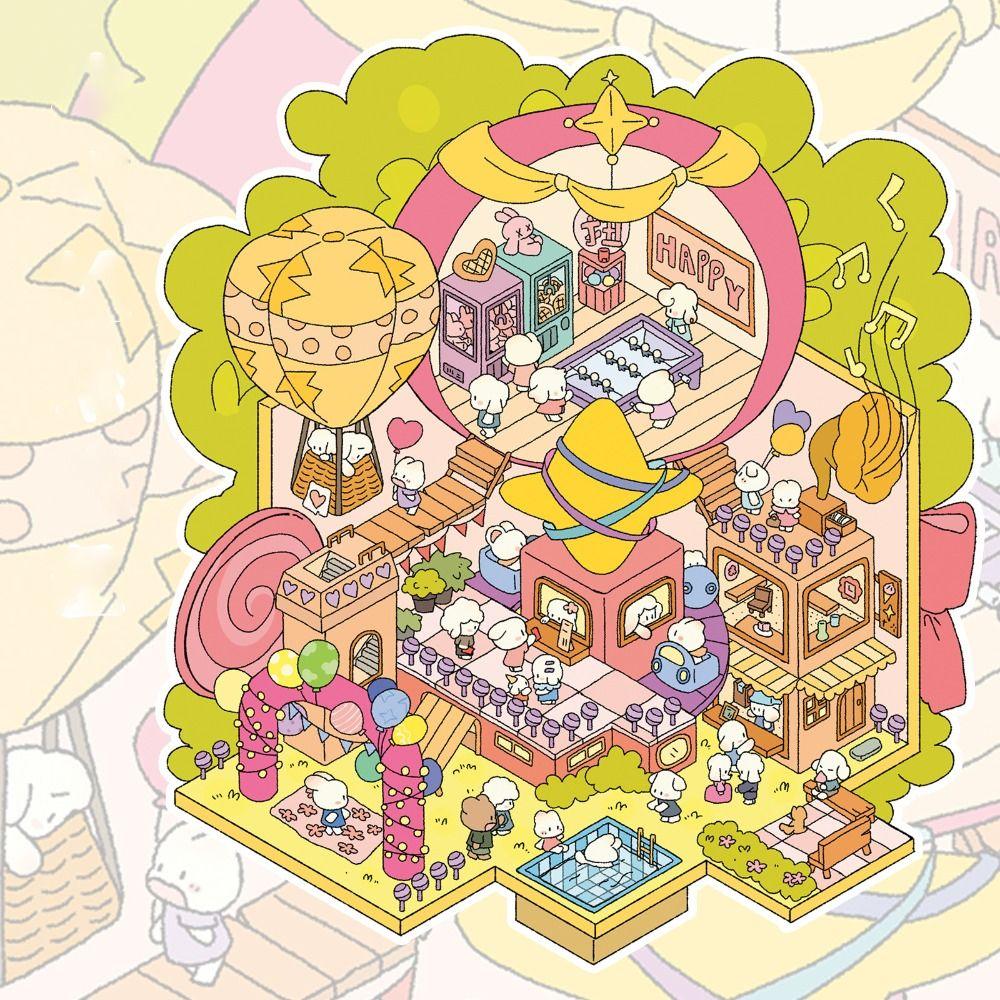 Наклейка 3D-пейзаж с наслоением и наклеиванием, ПЭТ, наклейка со сценой домика, склеивающиеся наклейки для дневника, детская игрушка