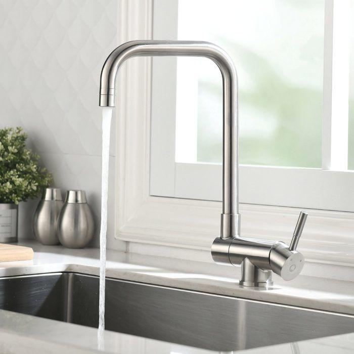 60x45cm Évier de Cuisine Inox,Égouttoir+mitigeur extractible Brossé