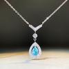 High-end Women's 18K White Gold and Platinum PT950 Water Drop Necklace Female Shaped Pear-shaped Aquamarine Pendant