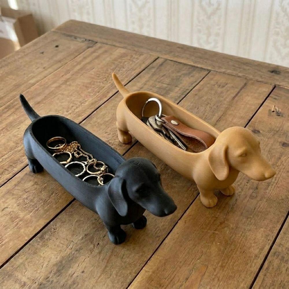 Plastic Dachshund Storage Tray 3D Printed Sausage Dog Planter Jewelry Catchall Dish Home Craft