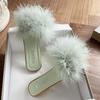Mules Slippers Women Fashion Square Toe Furry Flat Shoes Office Ladies Slides Flats Green White Pink Ytmtloy Zapatillas Mujer