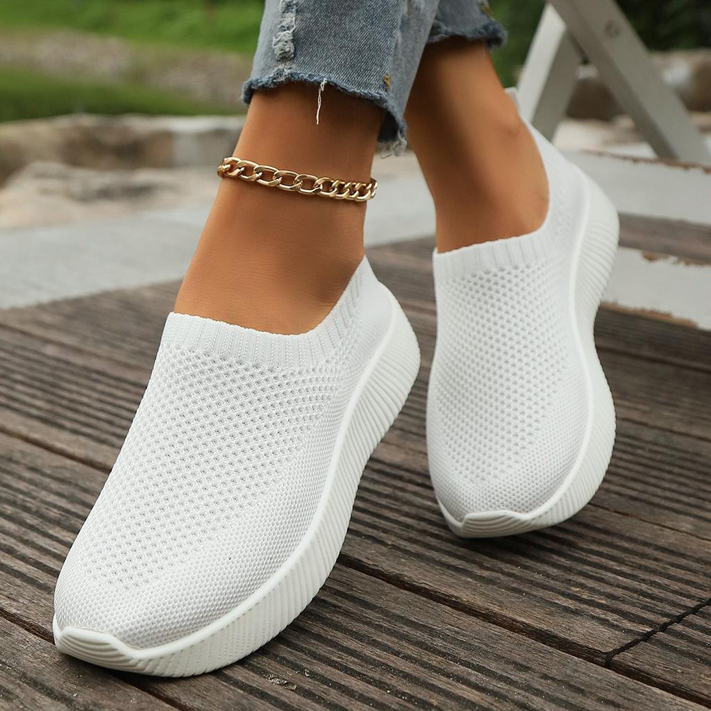 Plus Size Shoes for Women 36-43 Summer Autumn Fashion Slip On Platform Mesh Breathable Comfortable Flats Sneakers Women