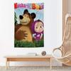 Cartoon MMasha And The Bear Tapestry Microfiber Wall Hanging For Bedroom Living Room Decor Outdoor Festival Bar Background