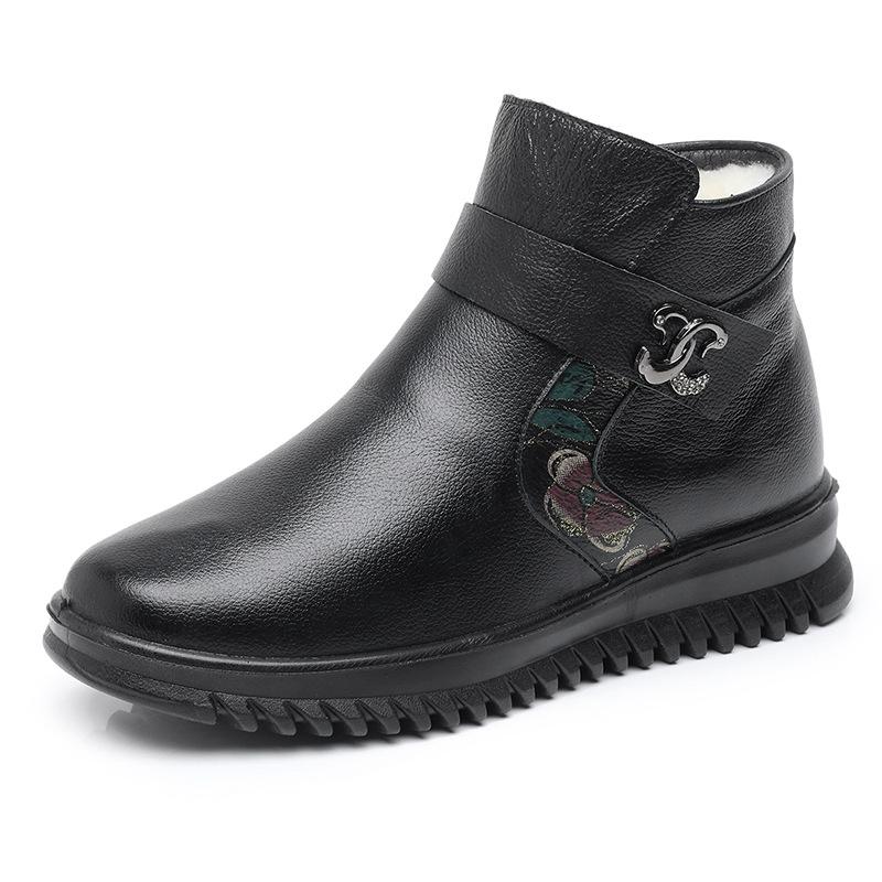 2024 Зима Новые Модные Ботильоны Из Натуральной Кожи Женские Плюшевые Толстые Теплые Ботинки Для Зимы Обувь Для Мам Бесплатная Доставка