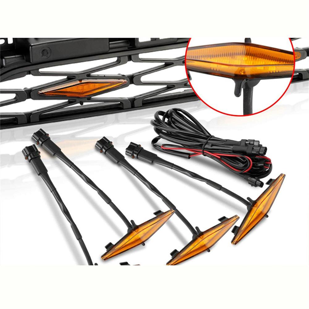 4 шт. Сетка передней решетки со светодиодными габаритными огнями янтарного цвета в стиле Raptor для Toyota 4Runner 2014-21