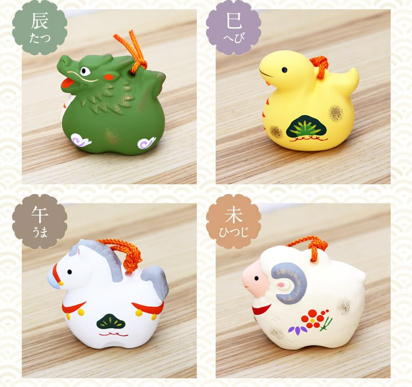 Osaka Choseido Зодиакальное украшение Новогоднее украшение Украшение на каждый год Керамическая оригинальная деревянная бирка Бесплатный бонус Змея Змея Suzu Многоуровневая