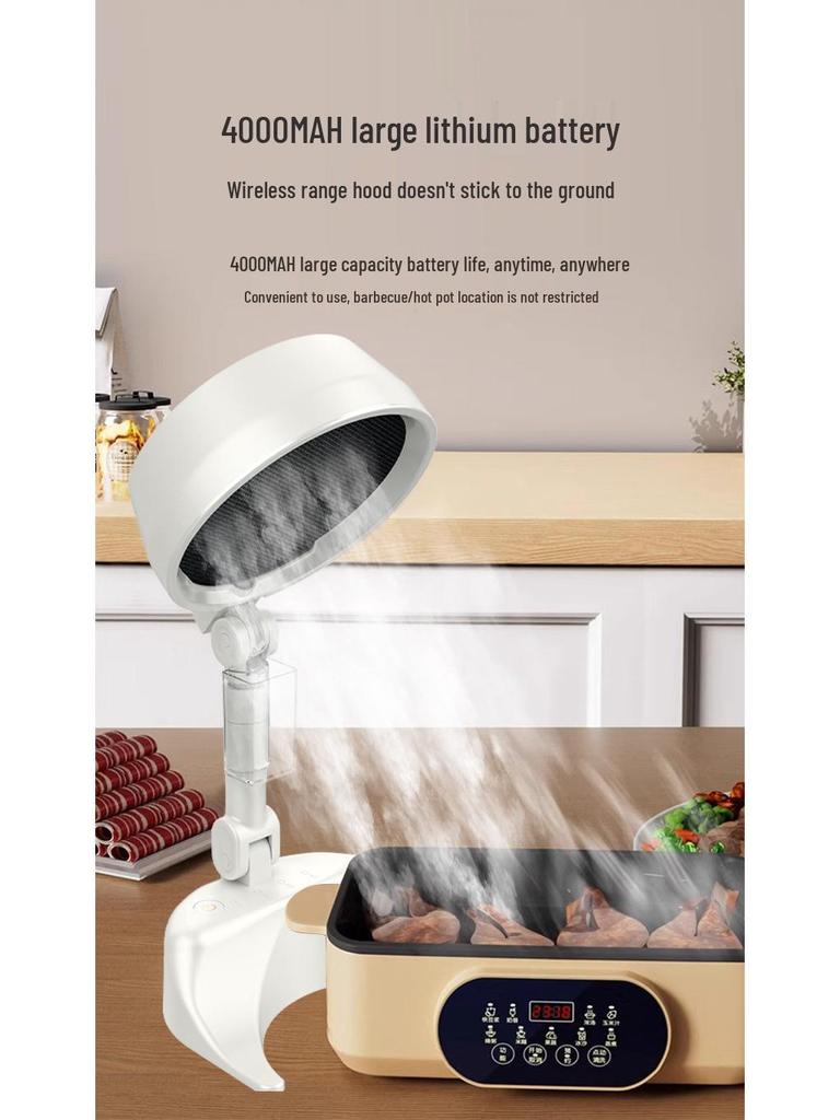 Compact Foldable Range Hood: Portable Mini Hot Pot BBQ Gadget with Removable and Washable Fan Blades.