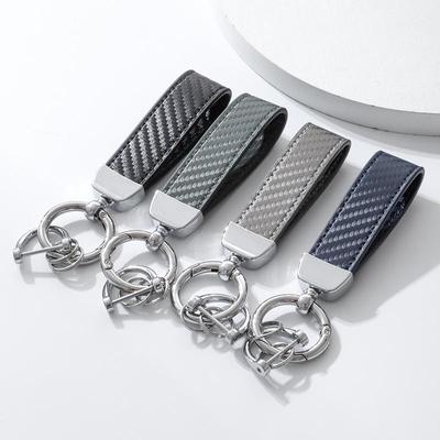 Брелок для автомобиля из углеродного волокна ручной работы - кожаный кулон с защитой от потери для мужчин и женщин