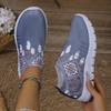 Fashion Women Sneakers Knitted Mesh Breathable Sneakers Women Fashionable Lightweight Lace Up Shoes Trendy Walking Flat Shoes Women
