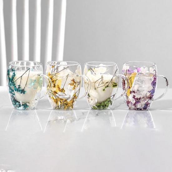 350 мл Кружка для кофе из стекла с двойными стенками, Изолированная стеклянная чашка с ручкой, Прозрачная, для эспрессо, латте, капучино, молока, сока, чая, воды