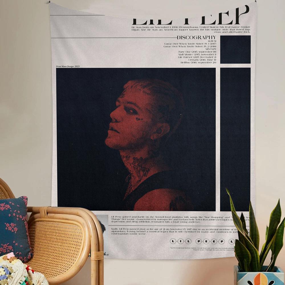 Певец Lil Peep Гобелен Искусство Печать Искусство Научная Фантастика Комната Домашний Декор Домашний Декор