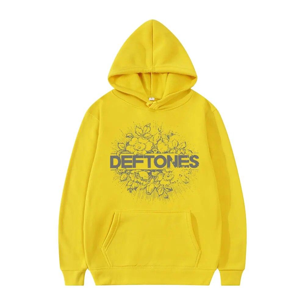 Fashion Punk Metal Rock Band Deftones Hoodie Floral Burst Print Sweatshirt Unisex Women Vintage Casual Pullover Streetwear Couples