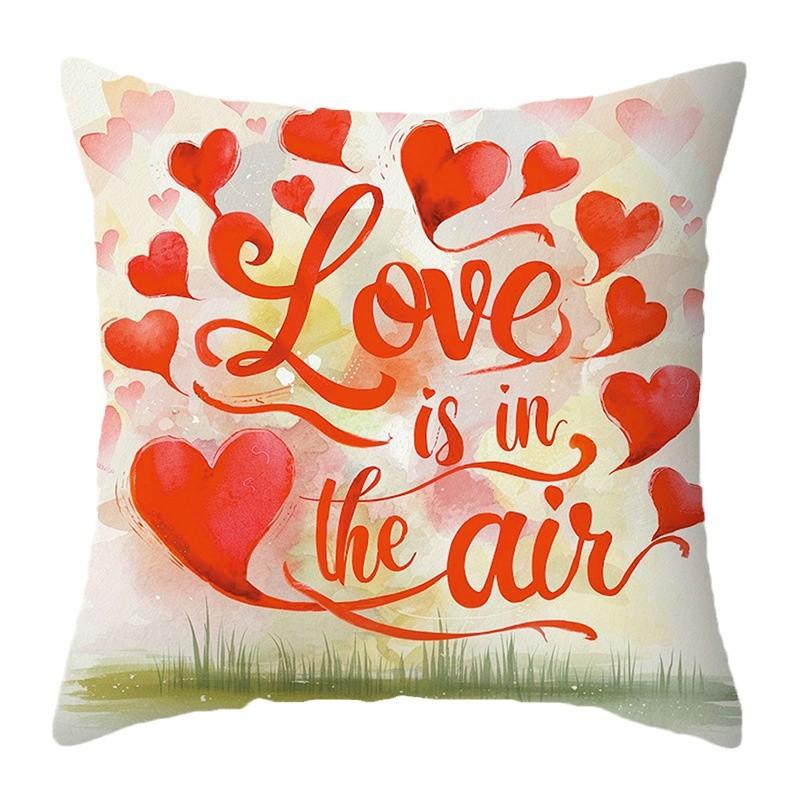 Home Decor Love in the Air Heart Printed Pillow Covers Pattern Cushion Cover Suitable for Sofa Bedroom Car Pillow Cover