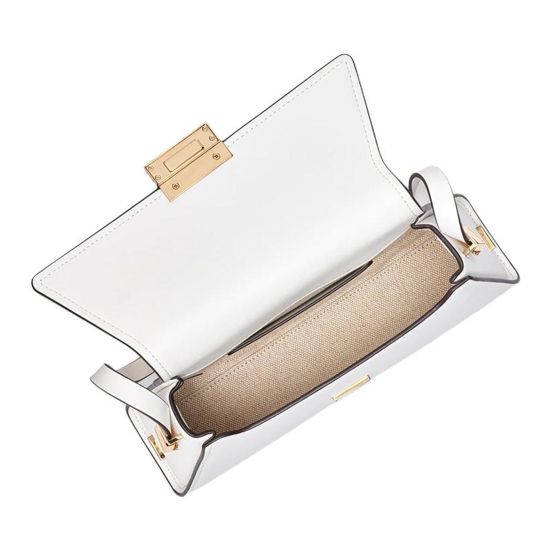 Michael Kors Ludlow Ludlow золотая фурнитура застежка-кнопка натуральная кожа сумка через плечо средняя женская белая
