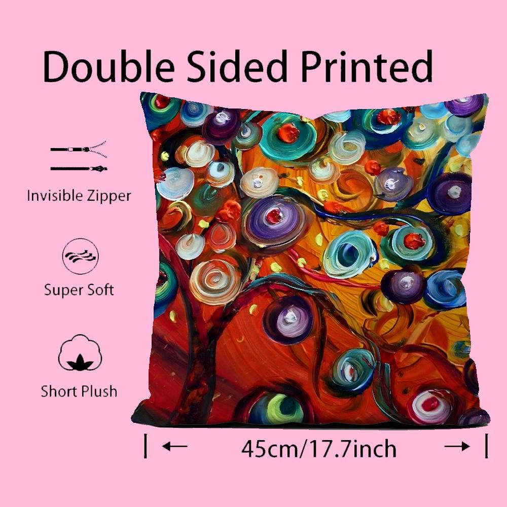 Colored Tree Pillow Case Pattern Printing Pillowcase Living Room Sofa Cushion Cover Bedroom Room Decor