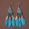Женские висячие серьги, богемные этнические серьги-перья с каплями воды, длинные кисточки, разноцветные бусины, серьги-подвески, ювелирные изделия, свадебные подарки
