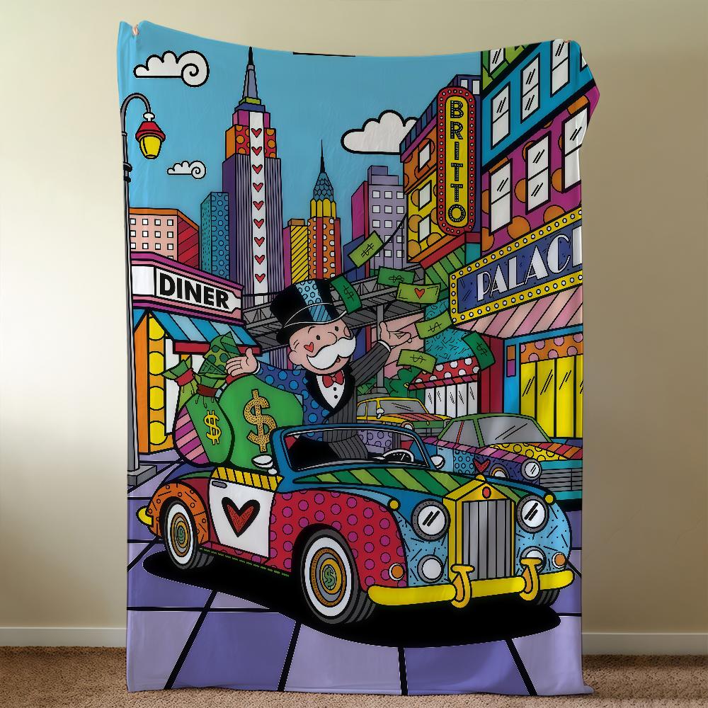 Модный плед-покрывало с принтом R-Romero B-Britto Monopoly, суперуютный, плюшевый, для гостиной, дивана, детские подарки на день рождения
