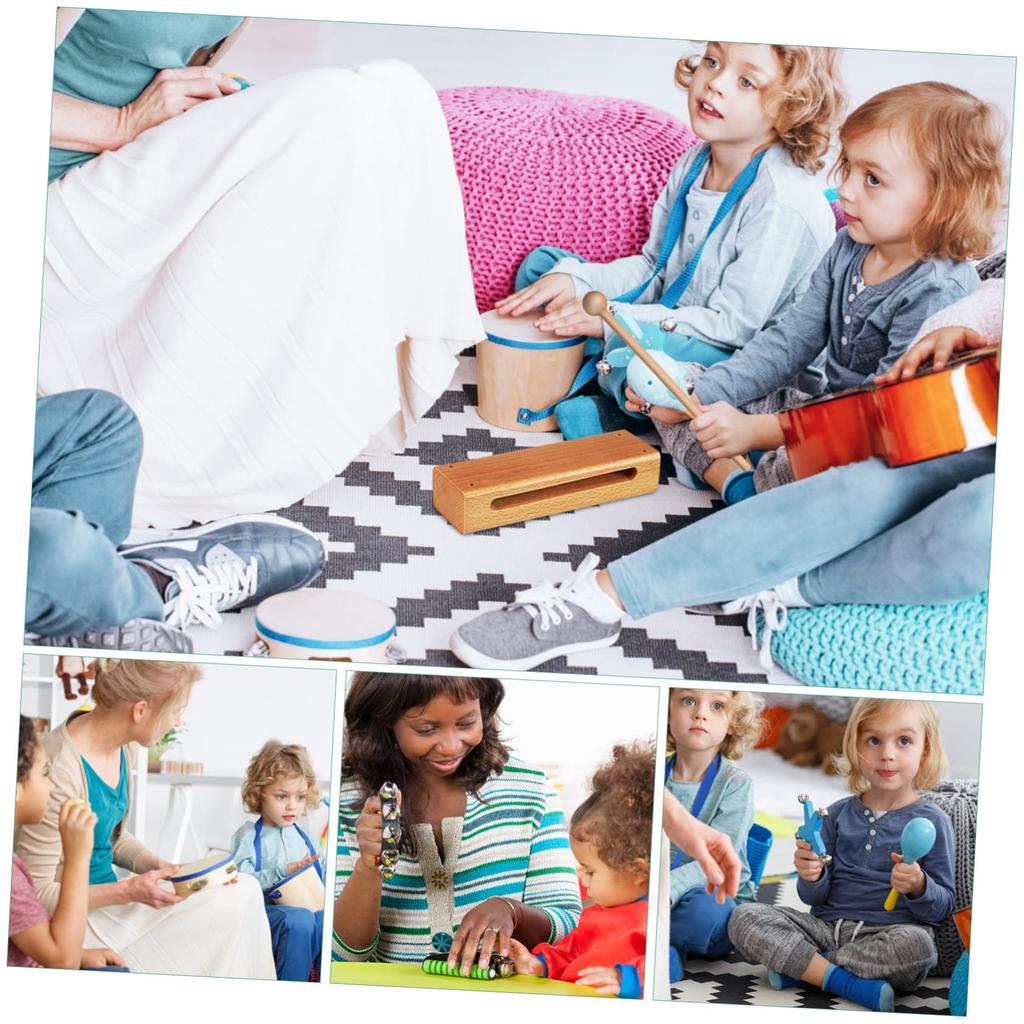Totority Set of 4 Orff Musical Instruments Makara Wood Sounder Mokuo Zen Taiko Handheld Rhythm Wood Block Clapper Pro Temple Wood Block Wood Rhythm