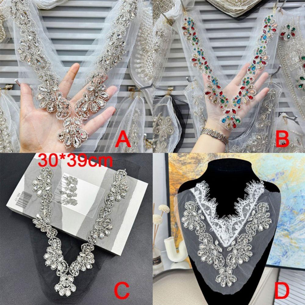 Rhinestone Lace Collar Beaded Crystal Neckline Exquisite Lace Neckline Apparel