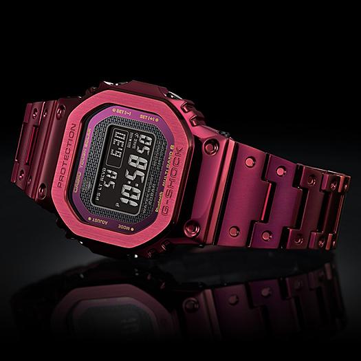 Casio Мужские кварцевые часы GMW-B5000RD-4 из нержавеющей стали, водонепроницаемые до 200 м, ударопрочные