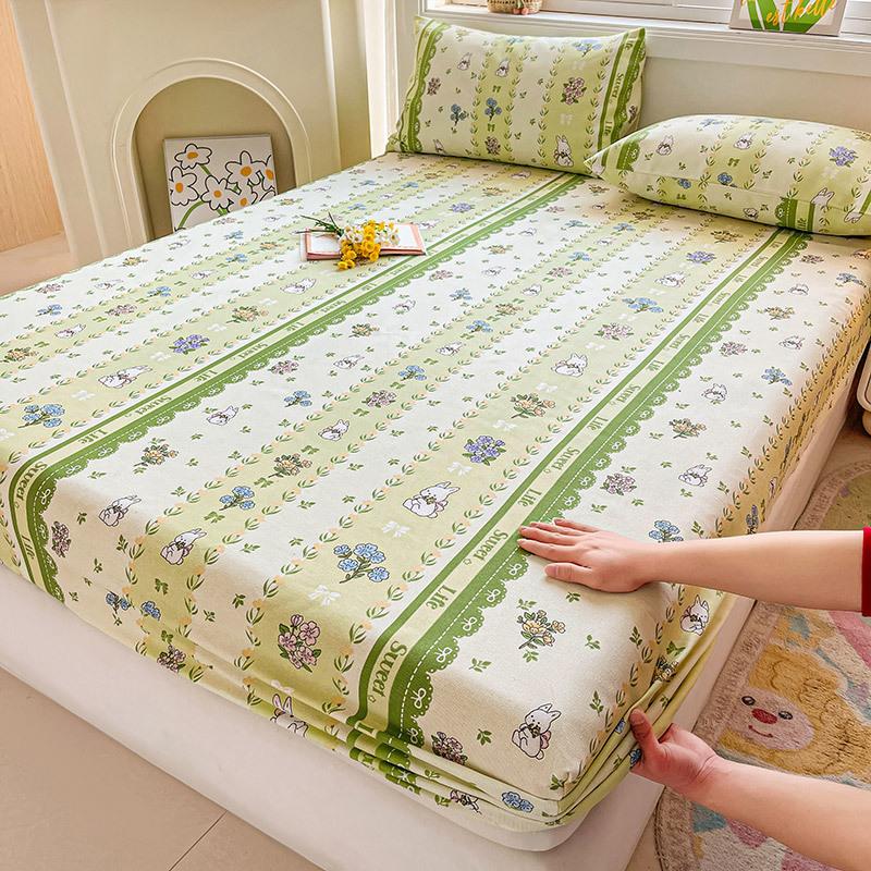 Cotton Bed Sheet on Elastic Cute Printed Mattress Cover for Kids Cartoon Pure Cotton Bed Linen (without Pillowcase)