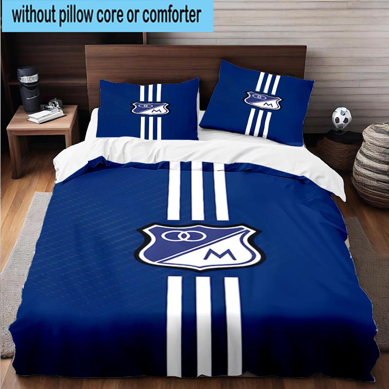 3PCS Blue White Crest Pattern Bedding Set,Including 1pc Duvet Cover And 2pcs Pillowcases Perfect for Bedroom, Dormitory, Fan Christmas gift