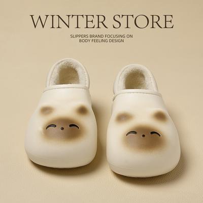 Сумка в виде кошачьей головы и хлопковые туфли для зимней носки, мультяшные, водонепроницаемые, нескользящие и грязеотталкивающие плюшевые теплые хлопковые тапочки