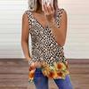 Женский топ, летний, с леопардовым принтом, повседневный, большого размера, без рукавов, на молнии, с V-образным вырезом, майка