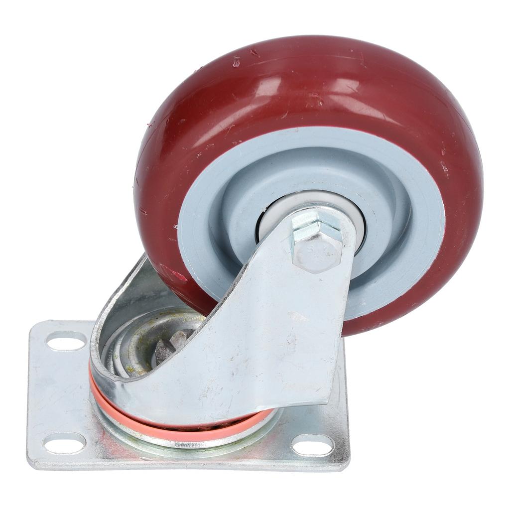 Caster Wheel Heavy Duty Industrial Fixed Castors Steering Mute Equipment Polyurethane Red