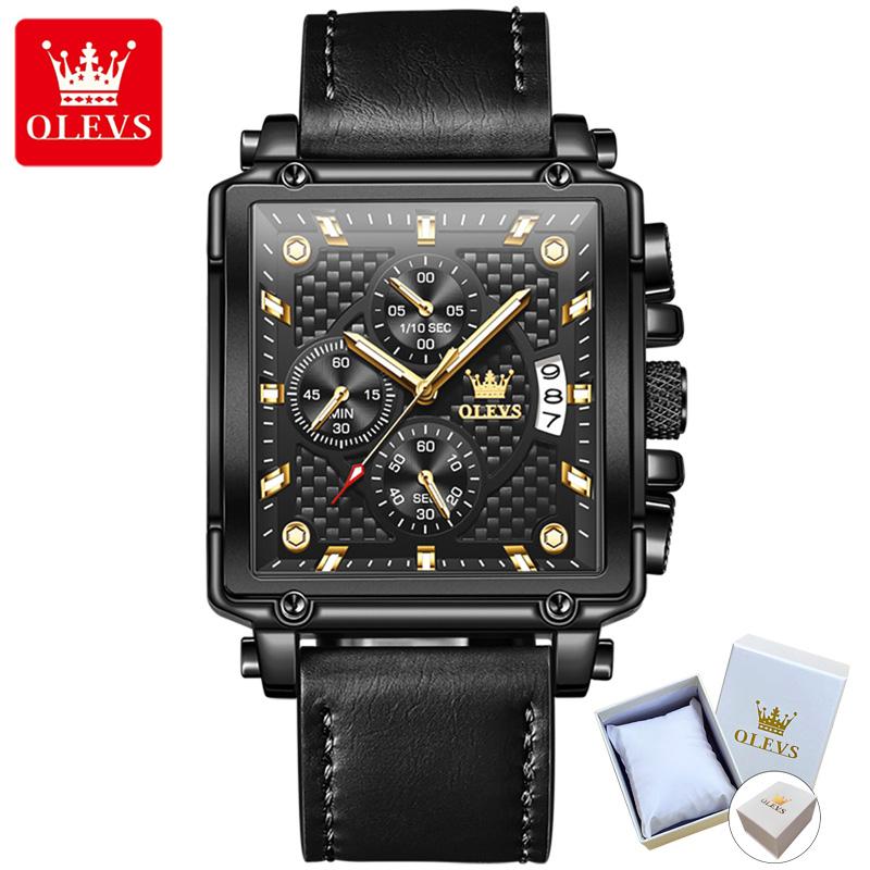 OLEVS 9925 With Gift Box Top Watch Square Multifunction Sports Quartz Watch Luminous Men's Watch