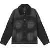 Levis Color Block Simple Comfortable Versatile Lapel Faux Shearling Denim Jacket Men Jacket Black 0017B-0001