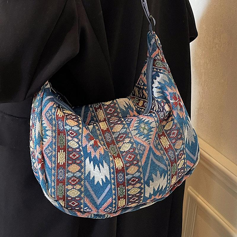 Большая вместительная сумка в этническом стиле для женщин, новая модная сумка через плечо для женщин Ins Niche, женская сумка через плечо