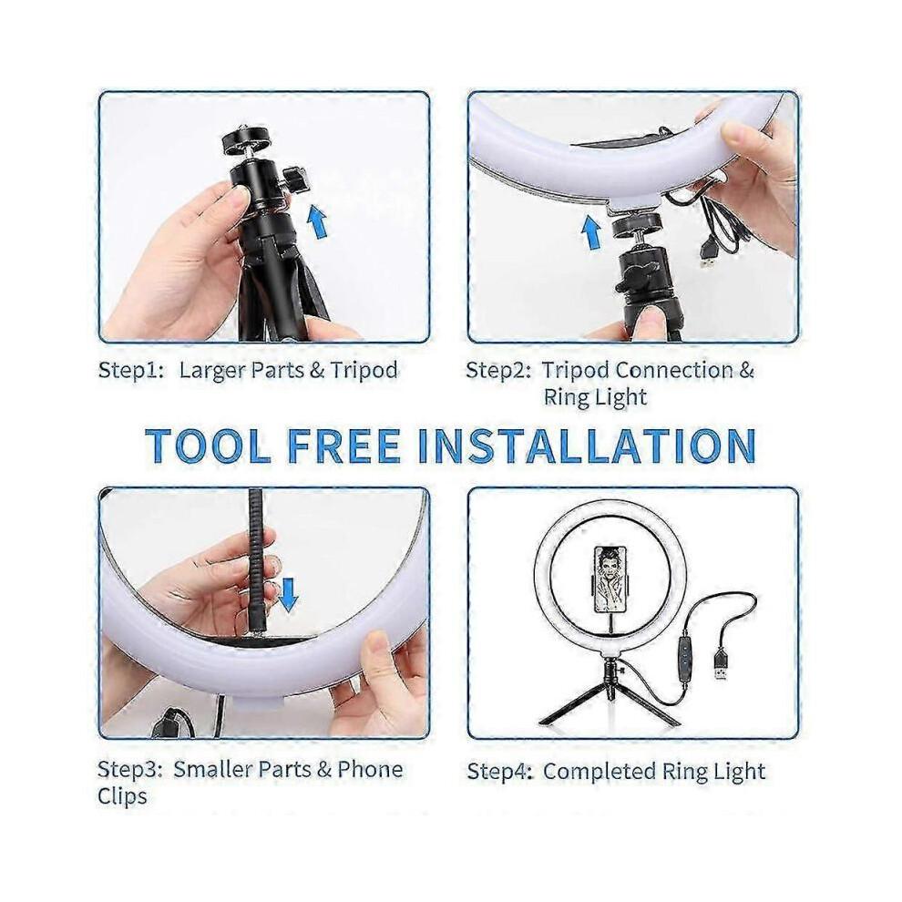 18” Ring Light with Tripod & Phone Holder - Dimmable LED Desk Light for Makeup, Videos & Live Streaming