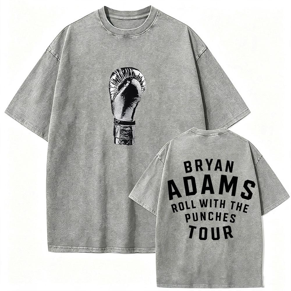Bryan Adams Roll With The Punches Tour 2026 Vintage Washed T Shirts Unisexs Unisex Gothic Clothing Fashion Oversized Cotton Tshirt