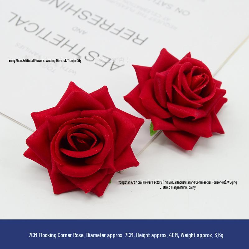 Velvet Rose Simulation Head for Wedding Display and Decoration – Silk Flower Arch & Brooch Decor.