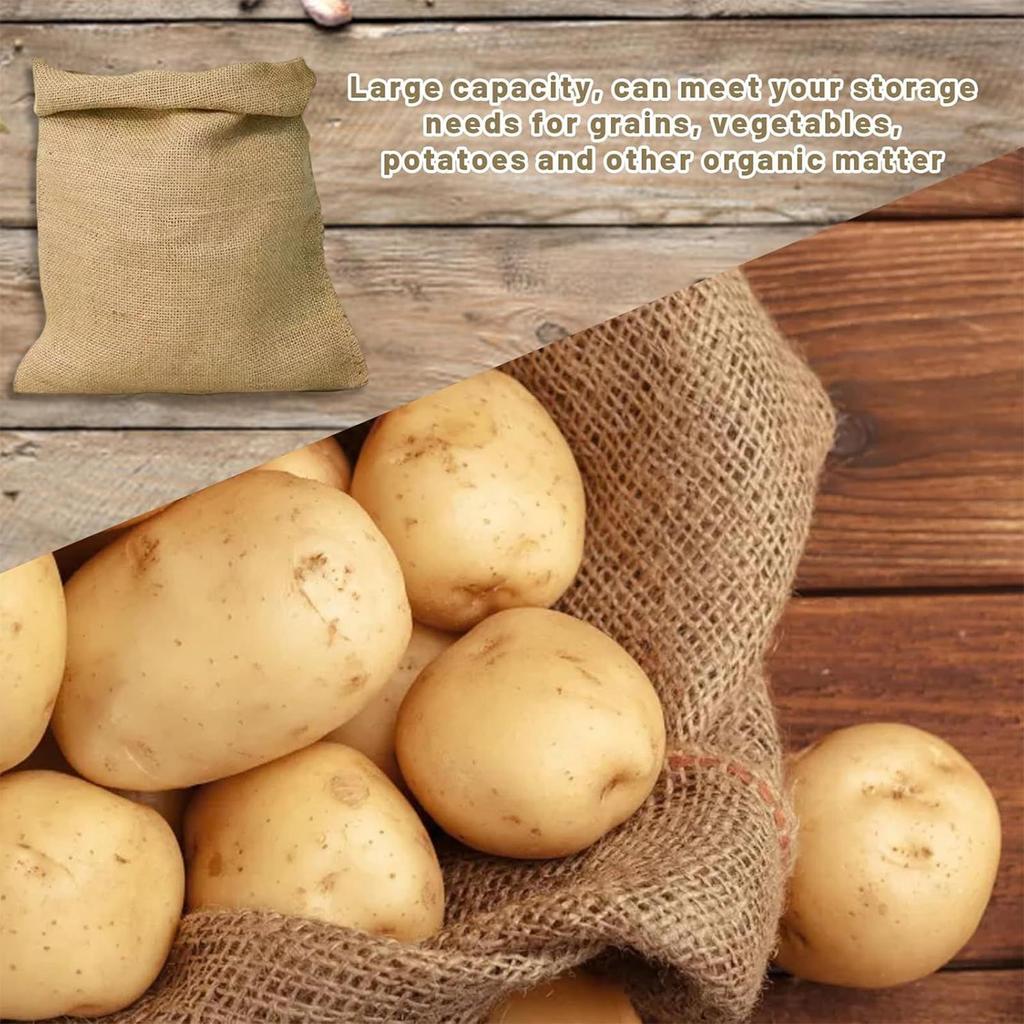 Potato Keeper 5 Pieces Burlap Potato Bags 15.75x23.62 Inches Jute Sack Breathable Food Storage For Beans Fruits Sand Market