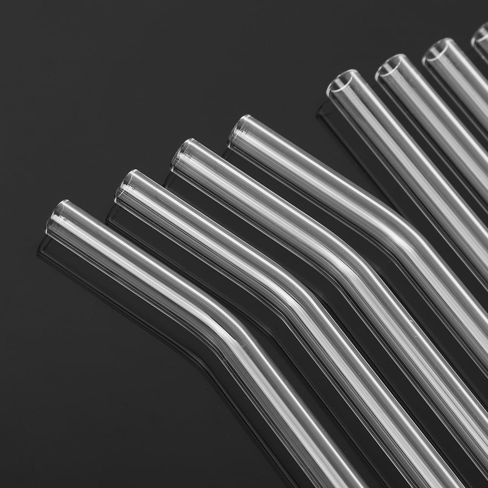 High Borosilicate Glass Straws10 Pack: 4 Straight 4 Bent Reusable Drinking Straws With 2 Cleaning Brushes for Cocktails Kitchen Home Restaurant21.5cm