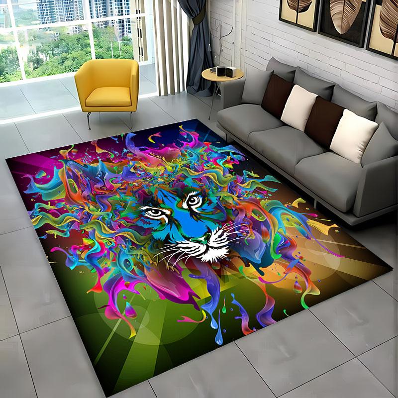 3D Мечта Лев Животные Мультяшный Ковер Коврик для Дома Гостиная Спальня Диван Придверный Коврик Декор, Коврик для Игровой Зоны Ребенка Нескользящий Коврик для Пола Подарок