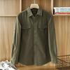 Однотонная рубашка с длинными рукавами, мужская рабочая куртка, весна и осень, модная свободная повседневная рубашка, мужская осенняя повседневная куртка