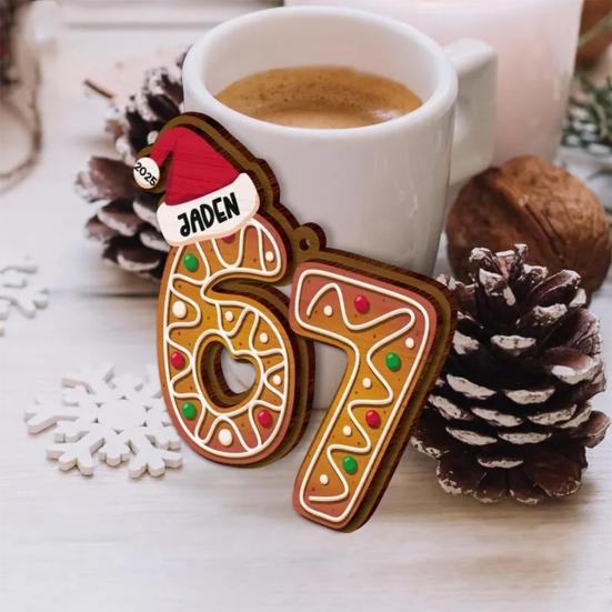 Шесть Семь Деревянное Украшение Смешной Подростковый Сленг Украшение на Рождественскую Елку Юмор 67 Мем Подарок для Подростков