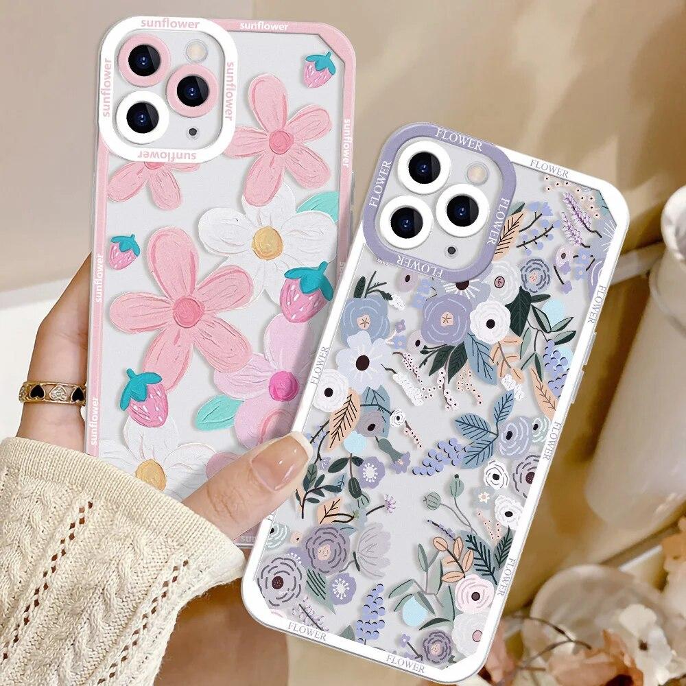 Чехол для телефона с цветами ромашки для iPhone 11, чехол для iPhone 13, 14, 12, 15 Pro Max Mini 7, 8 Plus XS XR X SE, цветной чехол с сердечком любви, чехол