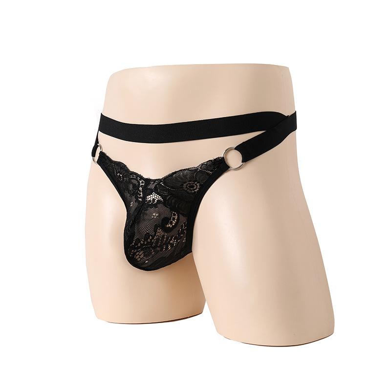 Женское белье для мужчин Sissy Pouch, стринги, кружевные, прозрачные, джокстрап, стринги, для геев, с вырезом на спине, нижнее белье, с низкой посадкой, для кроссдрессинга, трусы