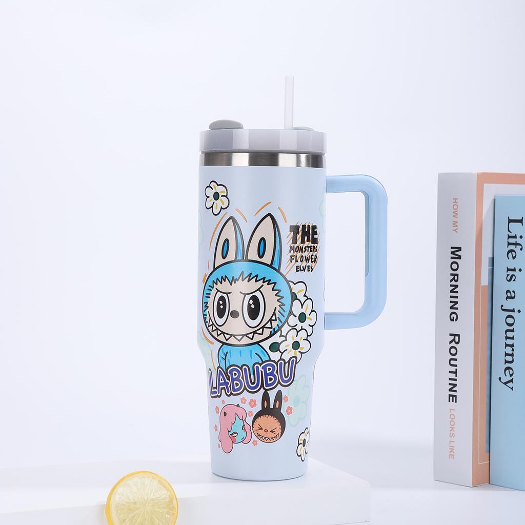 Cartoon 40oz Car Cup Thermal Insulation Water Cup Stainless Steel Thermos Cup Large Capacity Car Cup