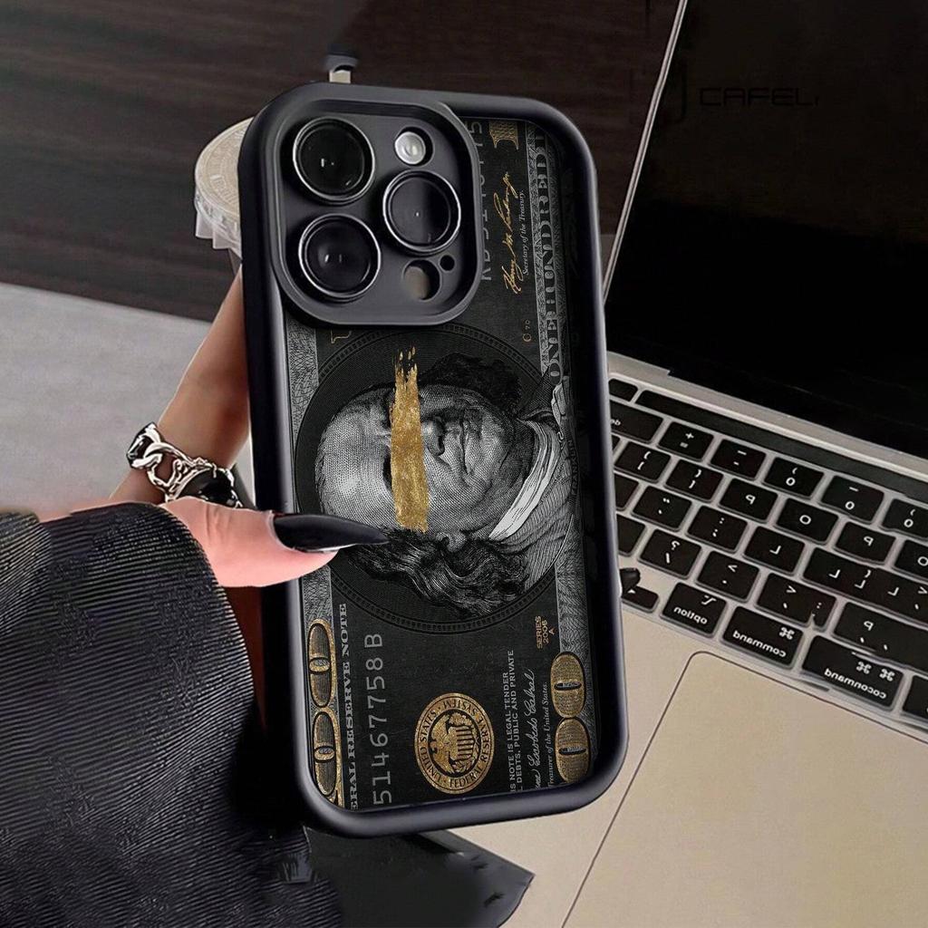 Черные доллары Чехол-бампер с дизайном банкнот для iPhone 16 15 14 13 12 11 ProMax XSMax XR 7 8 Plus Ударопрочный